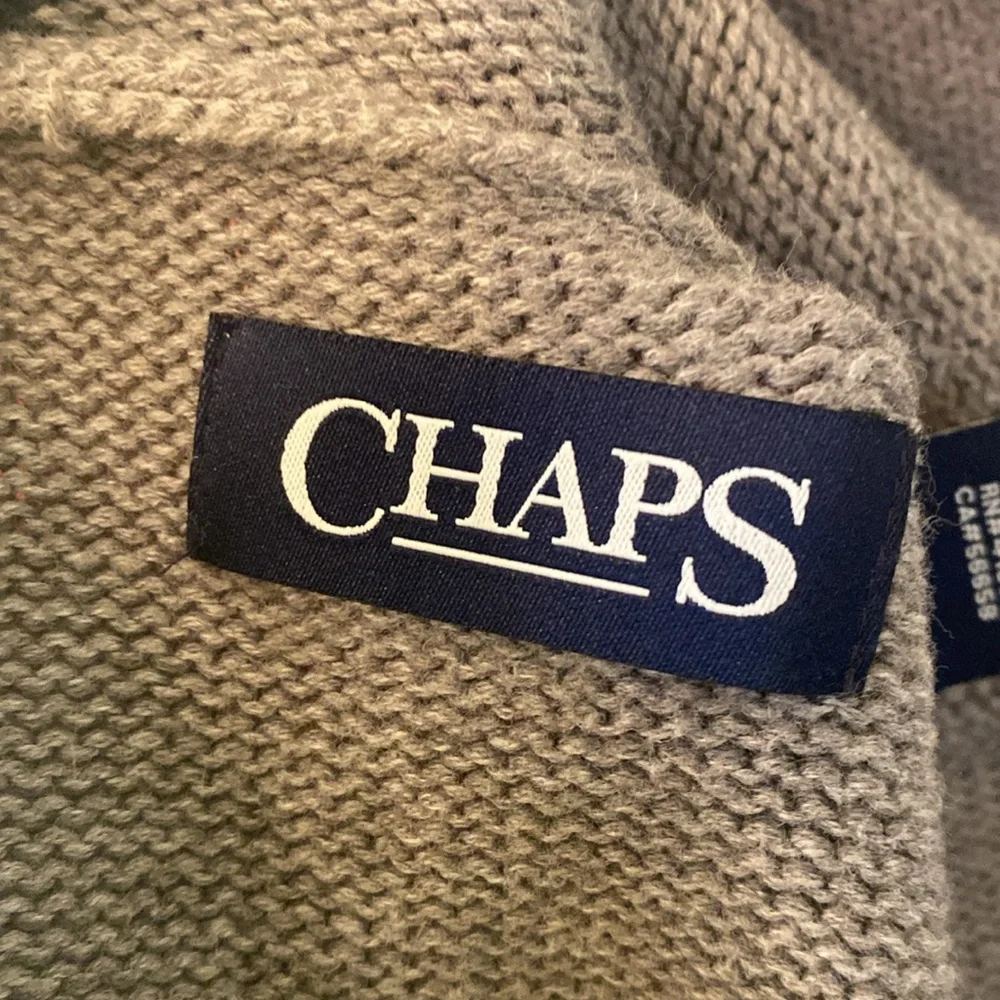 Chaps Gray Heathered Cardigan Sweater with Shawl Collar